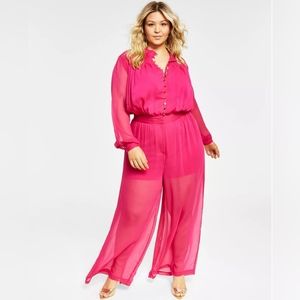 Pink Jumpsuit with Gold Buttons